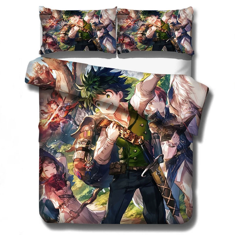 New My Hero Academia Bedding Set Duvet Covers Pillowcases Cartoon Anime Comforter Bedding Sets Bedclothes Bed Linen (NO Sheet)