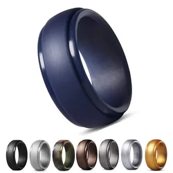 1pc 8mm New Sports Rings Hypoallergenic Flexible Mens Wedding Rubber Bands Silicone Finger Ring For Men 7-14 Size