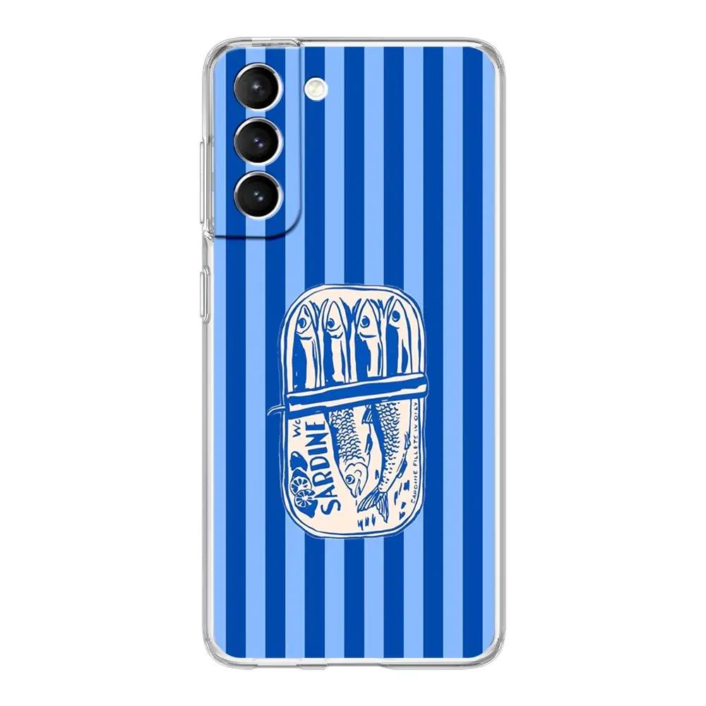 Phone Case For Samsung Galaxy S26 S25 FE S24 S23 S22 S21 Ultra S20 5G S10E Plus Clear Cover Colorful Sardine Fish Striped