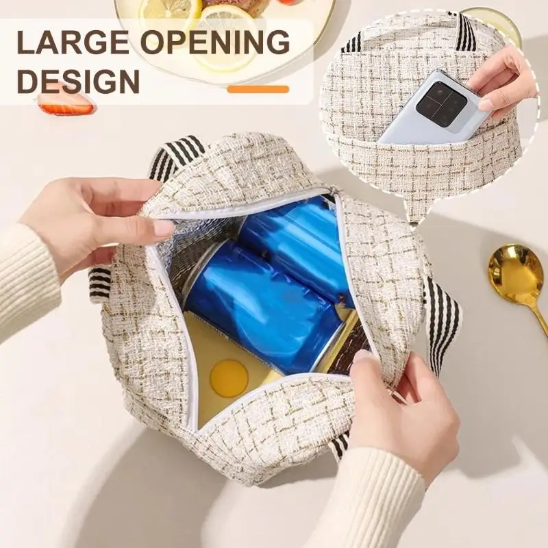 Ins Fashion Tote Lunchbox Thermal Bag Women Men Bento Storage Insulated Lunch Bag Portable Cooler Picnic Insulation Bags Handba