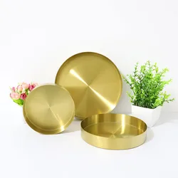 Round Gold Tray,Metal Decorative Tray Makeup Tray Organizer for Vanity,Bathroom,Dress,Matte Brass Finish