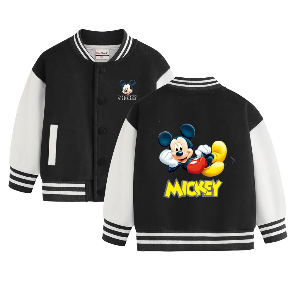 Disney Kids Spring and Autumn Jacket Mickey Mouse Cartoon Print for boys and girls 2-12 years old baseball uniform casual coat