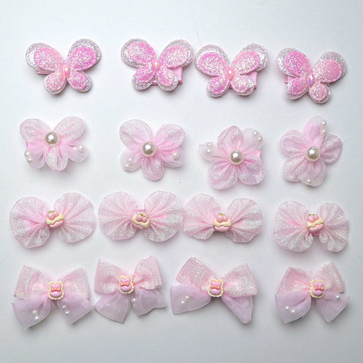 2PC Pet Supplies Cat Pink Sequin Bow Flower Hair Clip Color Randomly Suitable for Small and Medium Dogs