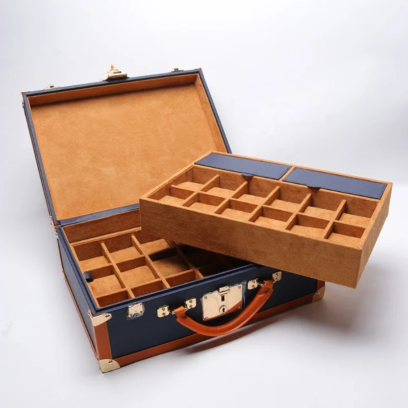 large custom handmade luxury high-end leather watch briefcase box