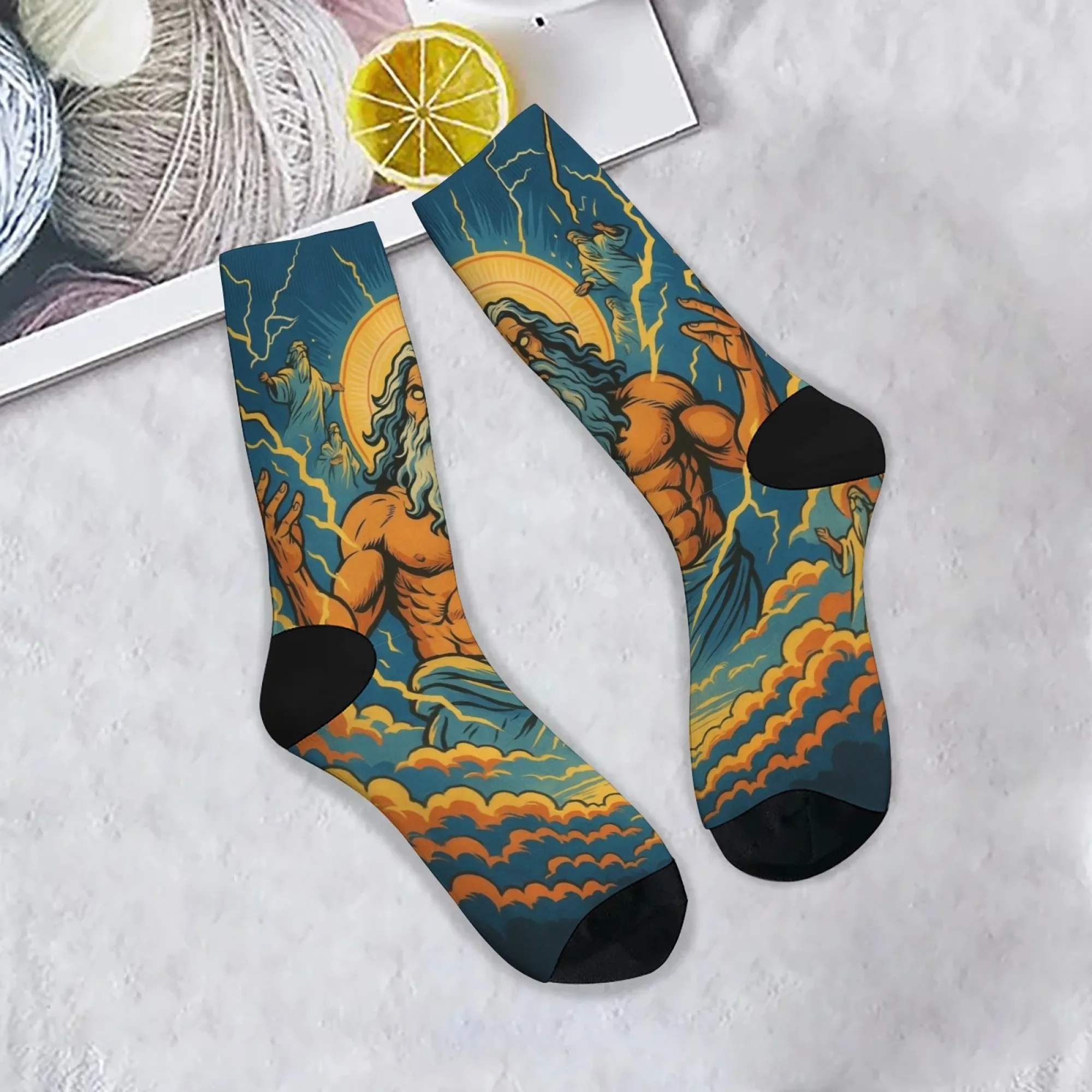 Harajuku Retro Mythische Zeus Druck männer Socken Roman Street Style Alte Griechische Element Crew Socken Atmungsaktive Casual Socken Geschenk