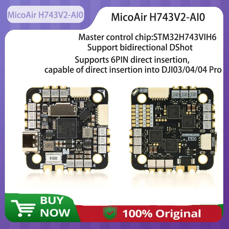 

Micro Air H743V2 AIO 45A 2-6S AM32 support APM PX4 INAV flight control and electronic control integration model aircraft RC Accs