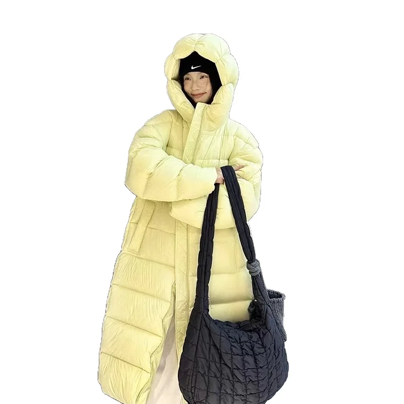 Puffer donsjack voor dames, winter casual lange jas, oversized en verdikt, knielengte tot aan de enkel, warm en stijlvol