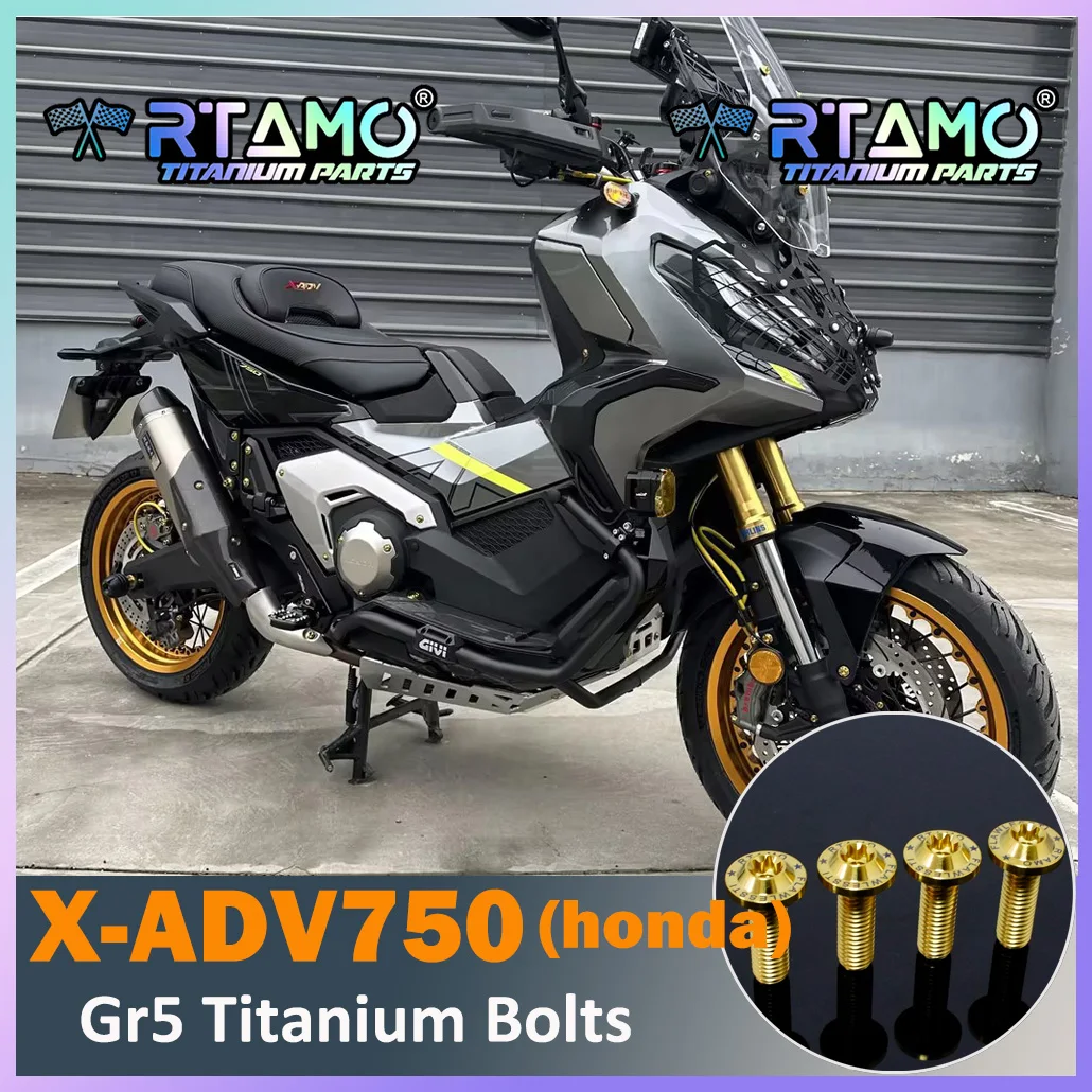 RTAMO Gr5 Titanium Bolt Modified Screw Wind Deflector Mirror Plug Luggage Box Cover Screw Fit for Honda X-ADV750 2023-2025