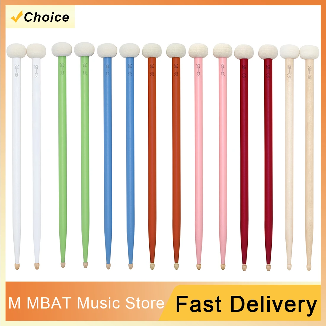 Baquetas de tambor profesionales, baquetas de timbales de madera de arce, mazo de tambor multifunción de doble cabezal, martillo, 1 par de accesorios de percusión