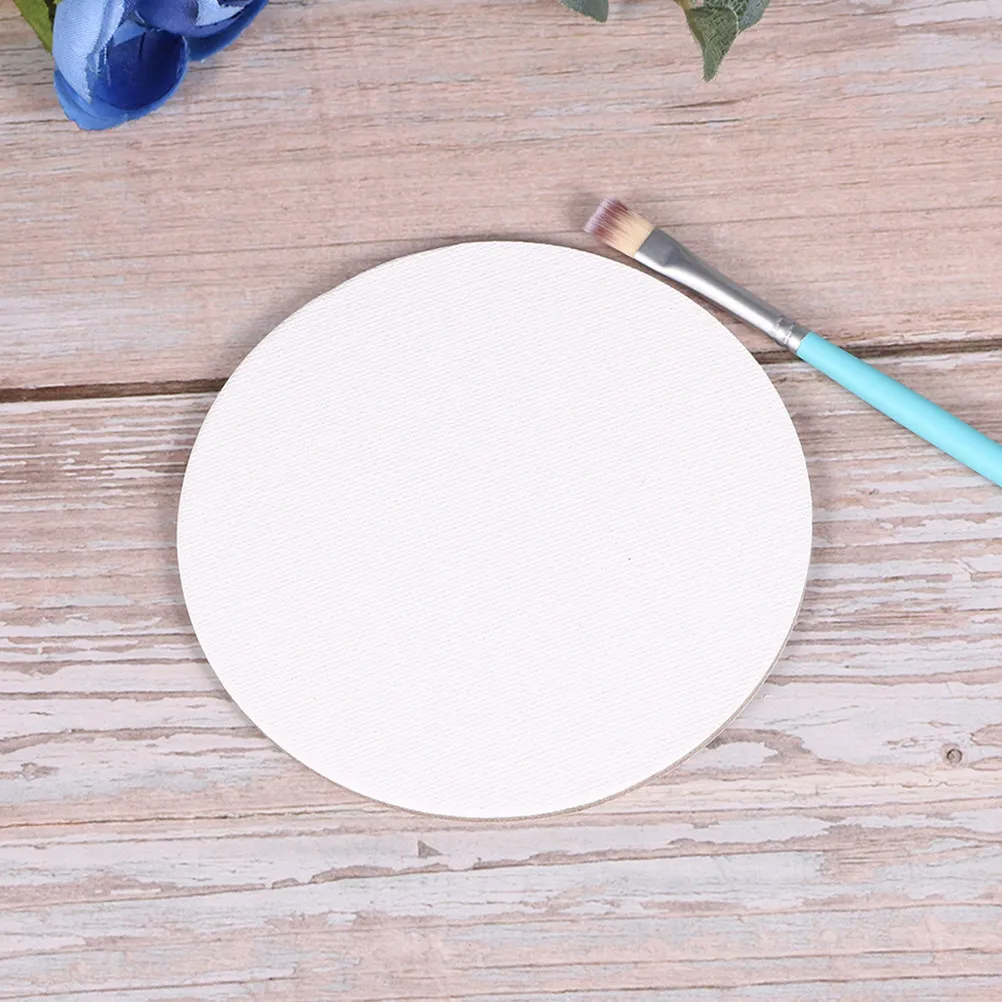 Fotografia 5: 8 Peças de Tábuas Redondas de Lona para Pintura, 4 Polegadas, em Branco, para Pintura a Óleo, Acrílica, Aquarela, Artesanato DIY e Artistas