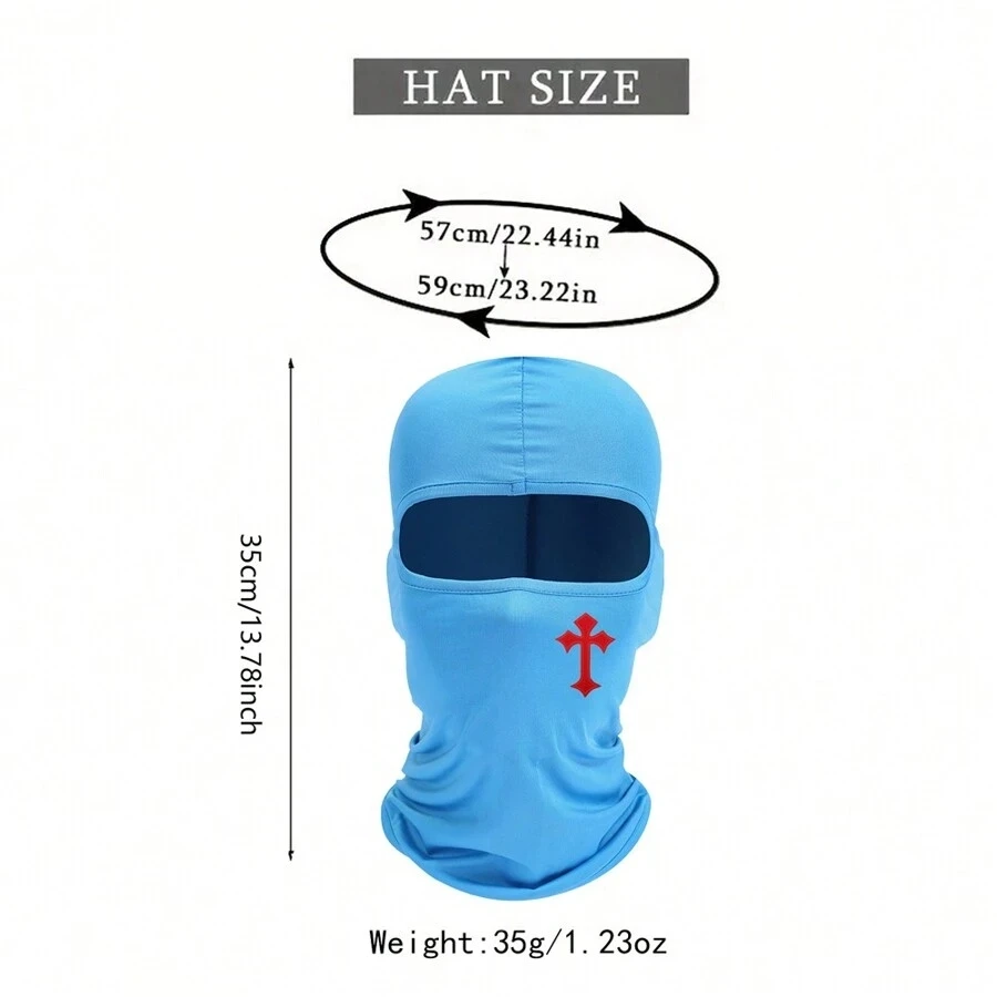 1pc Cross Printed Mask Hood For Men And Women Outdoor Riding Balaclava Hat Windproof And Sunscreen Sun Hat