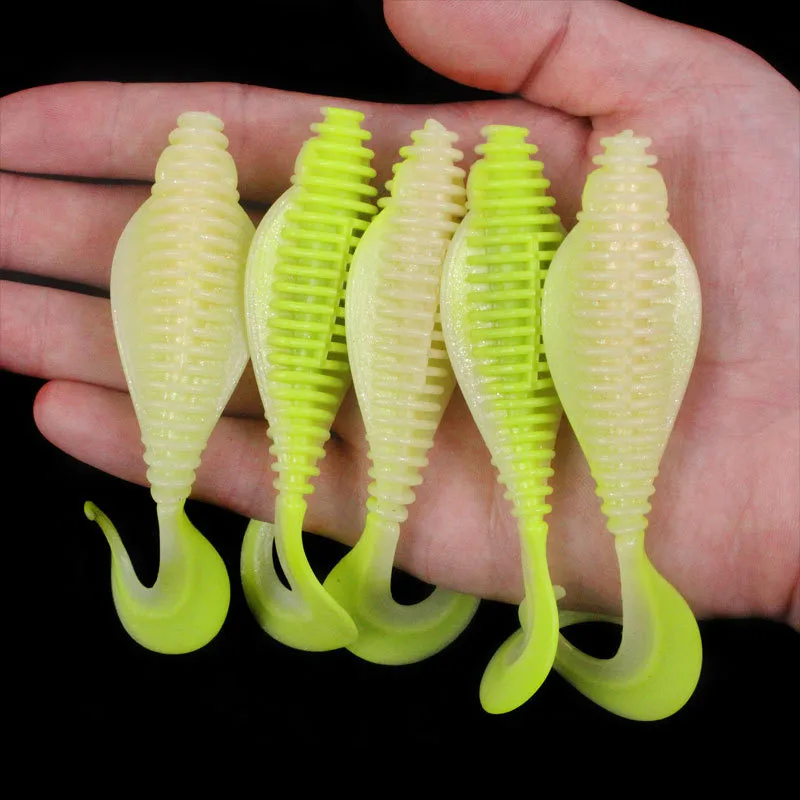 Bazooka 6Pcs Fishing Soft Lure Silicone Curly Bait Worm Wobblers Jig Shad Jigging Carp Trout Pike Bass Swimbait Pesca Tackle