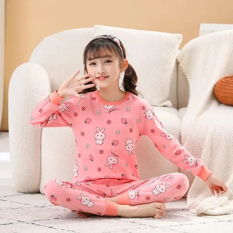 100% Cotton Children Pajama Sets Autumn Winter Cartoon Kids Pajamas Suits Long Sleeve Warm Sleepwear for Kids Children Clothing