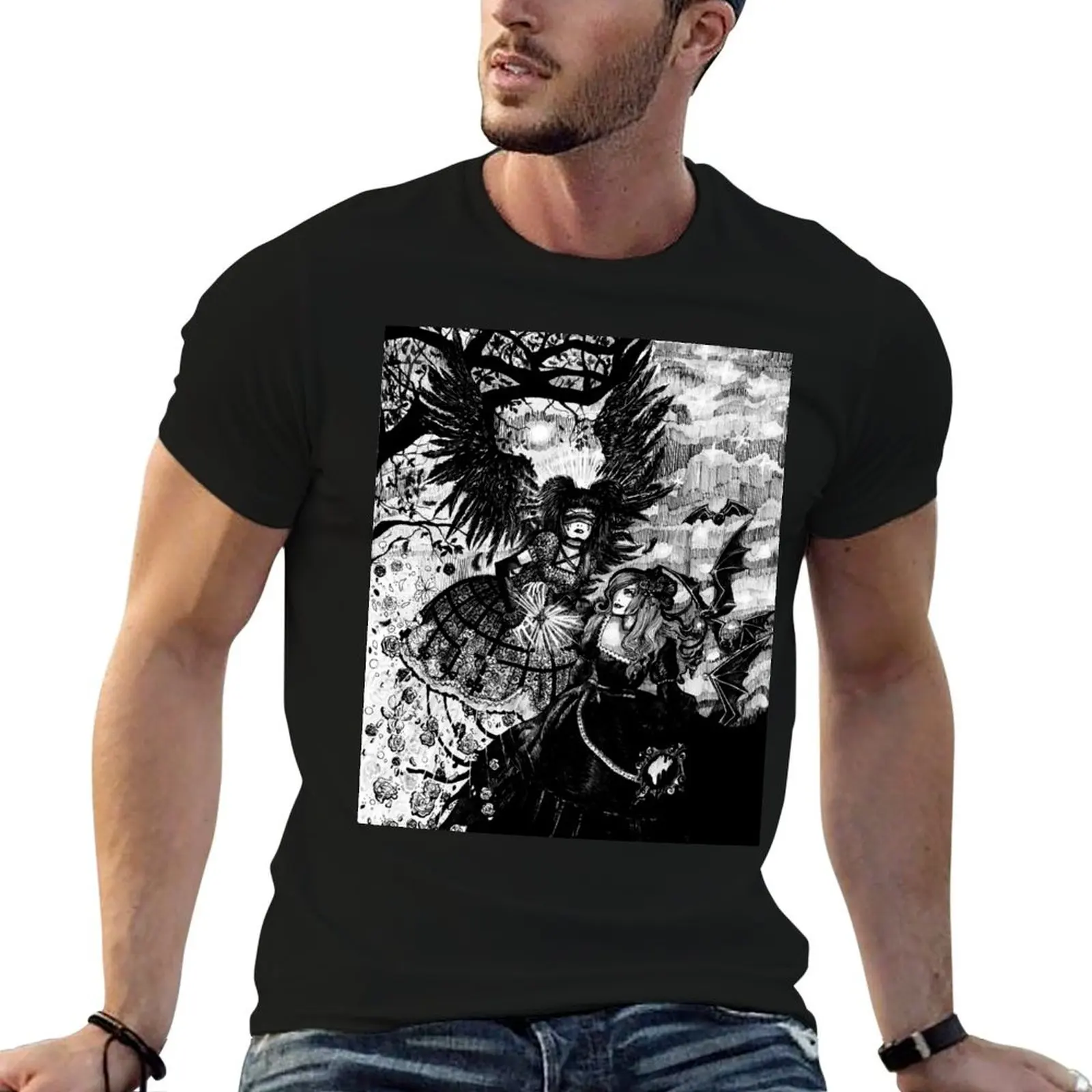 T-Shirt Angel of Salvation pour homme, t-shirts graphiques pour homme, t-shirts en coton doux, t-shirts anime surdimensionnés