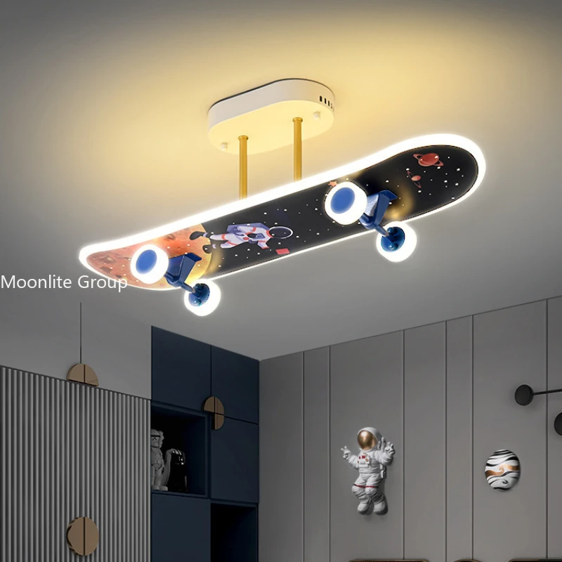 

Children's Lights Bedroom Ceiling Lights Simple Modern Astronaut Star Scooter Cartoon Creative Space Ceiling Lights