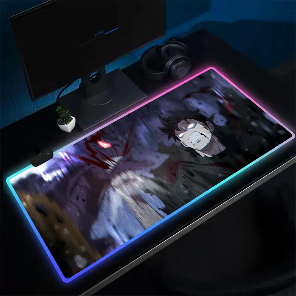 Anime Single upgradeS Mouse Pad Anime Gaming Mouse Pad LED Table Pads Backlit Rubber Desktop XXL RGB Desk Mats