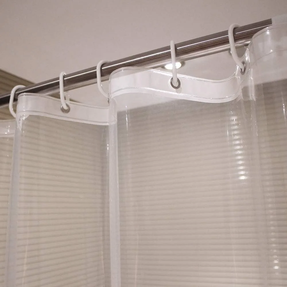 Waterproof Weighted Magnet Clear Shower Curtain Metal Grommet Mold-resistant Transparent Bathroom Curtain Liner Drill-free