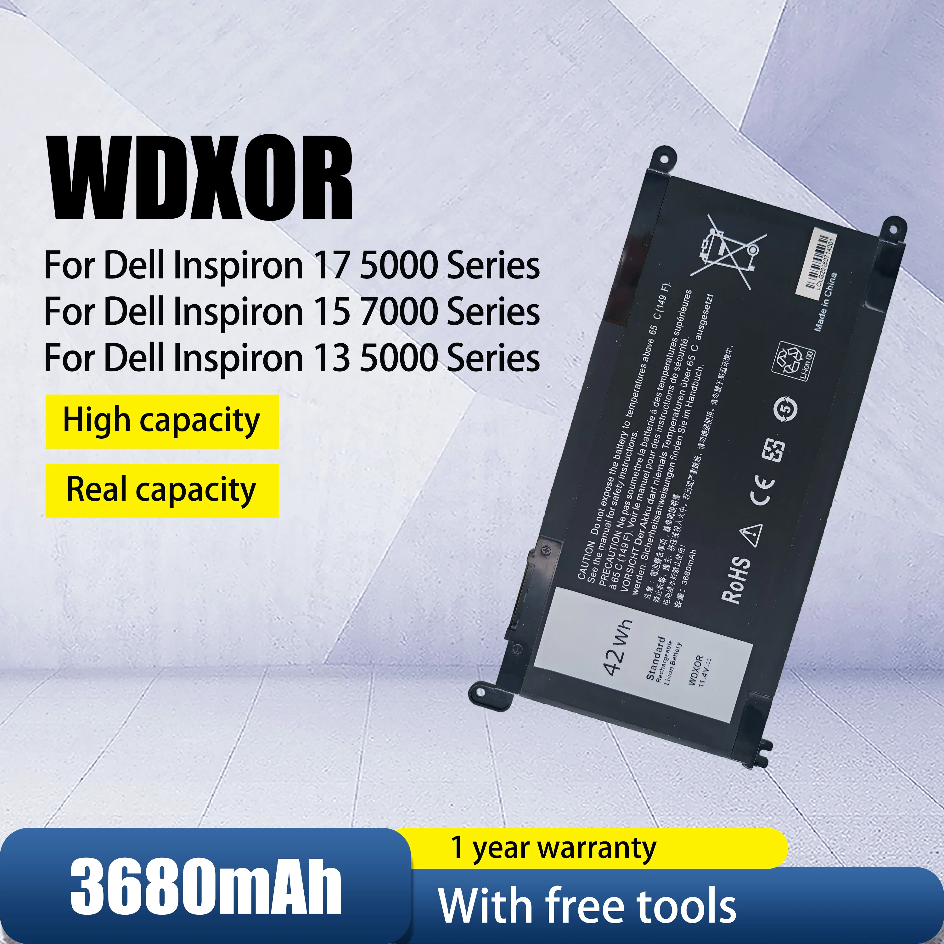 

original OEM wdxor Laptop Battery For DELL Vostro 5468 5471 5568 Inspiron 17 5770 5767 5765 15 5584 5567 7560 3583 5538 5567