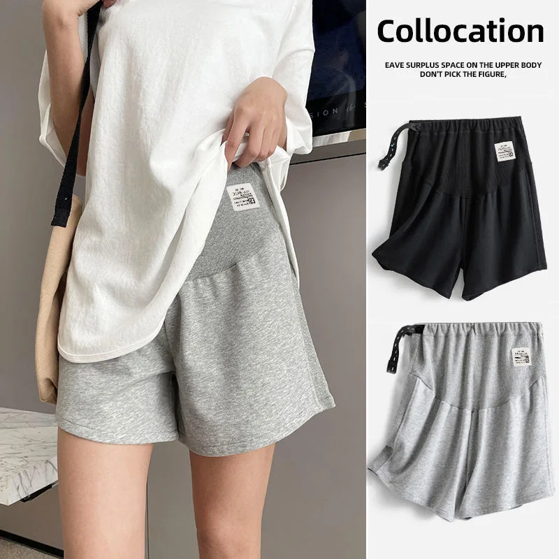 New Korean Maternity 3/4 Shorts for Spring:Loose,Plus-size,Adjustable Belly Support,Perfect for Outerwear, Comfy All Trimesters!