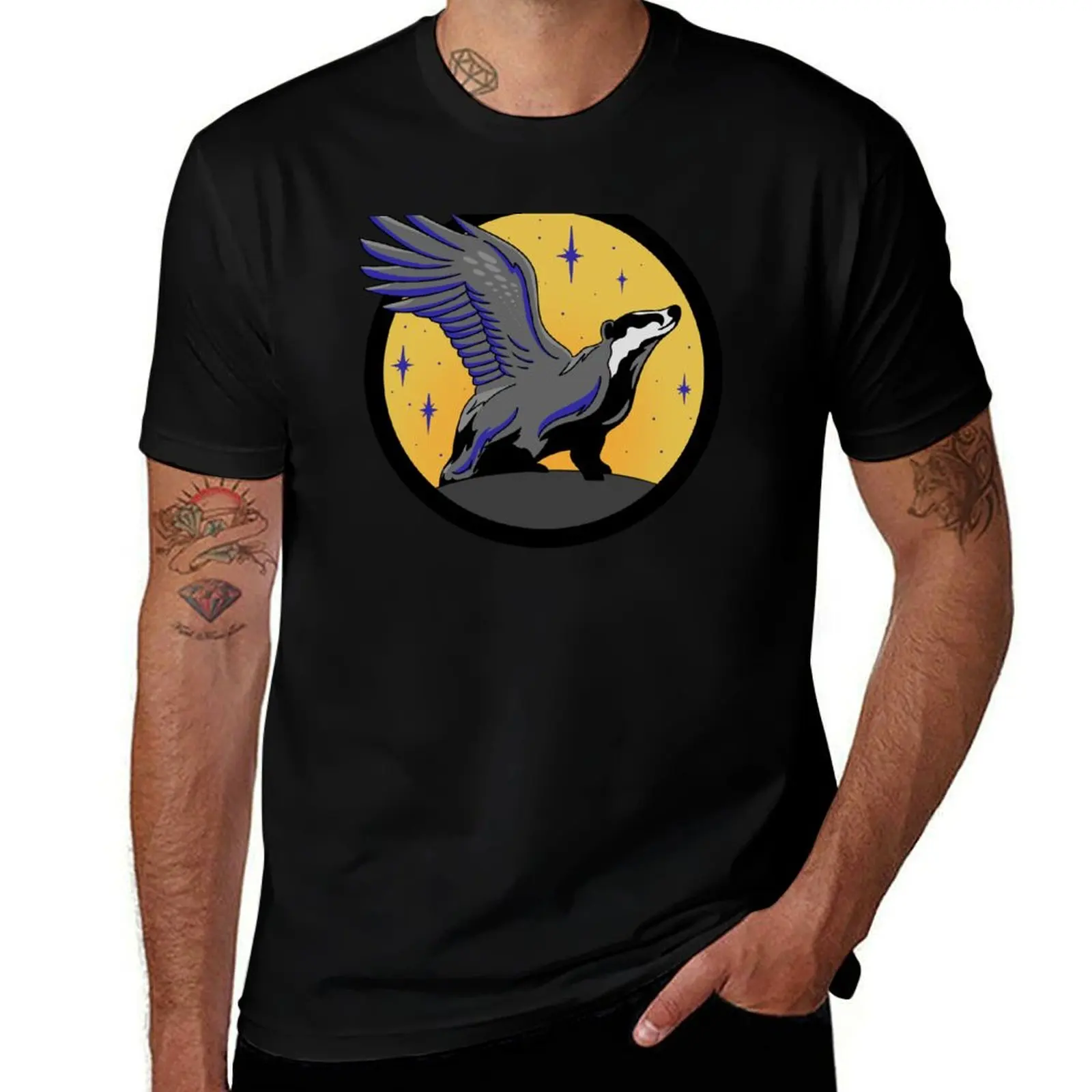 Huffleclaw Eagle Badger Combination House Emblem T-Shirt t shirt for man 100 percent cotton T-Shirt