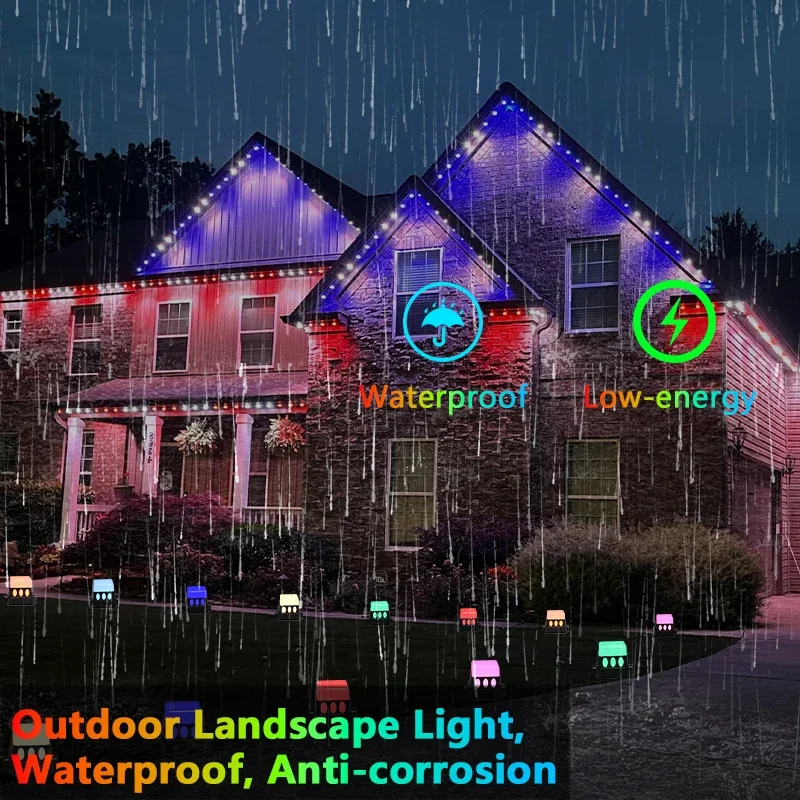 Colorful LED Lighting Festive Lights Waterproof Smart Led RGBW Permanent Christmas Outdoor lights For Lawn Decoration