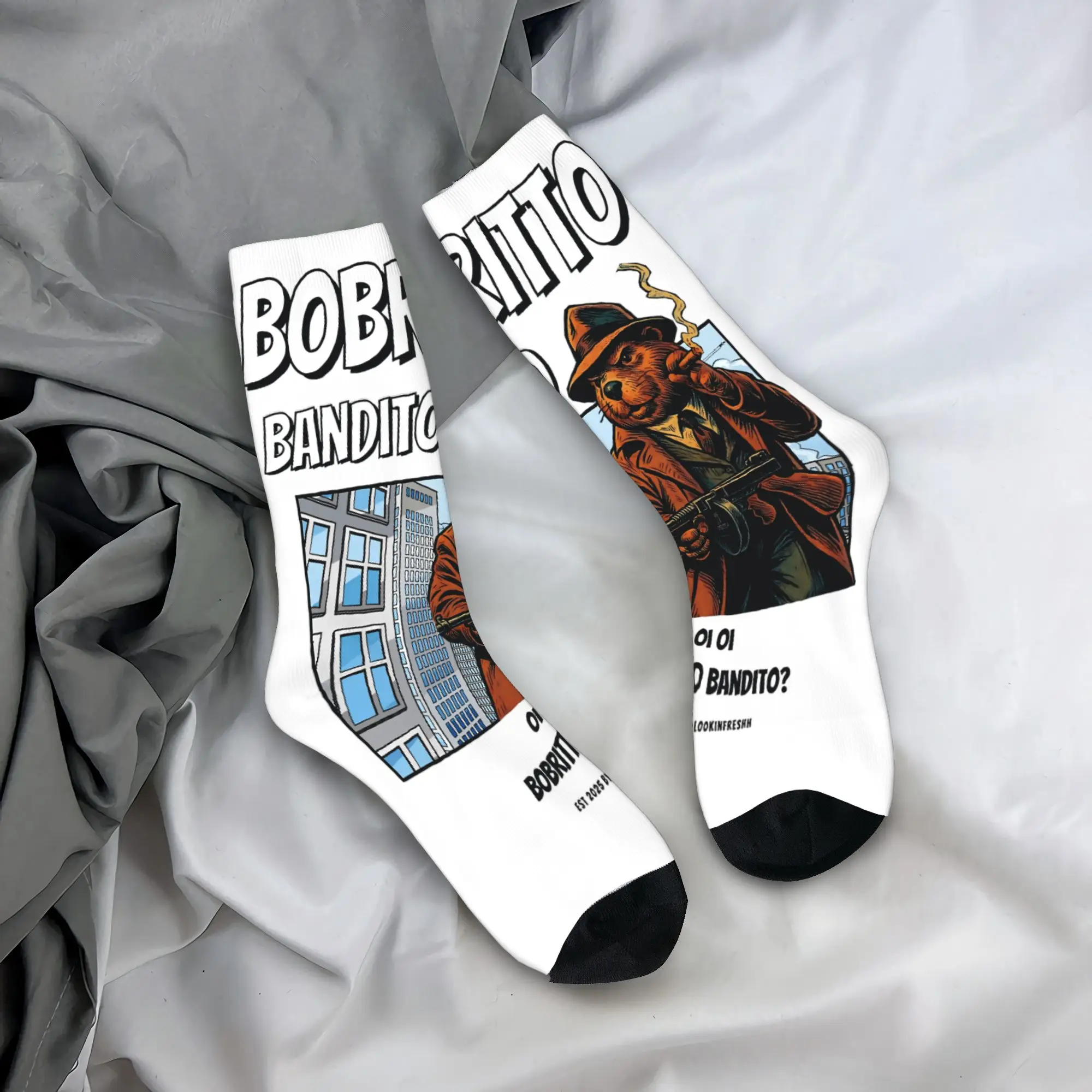 

Women Men Socks Bobritto Bandito 90s Comic Style Italian Brainrot Stockings Non Skid Breathable Socks Spring Gothic Socks