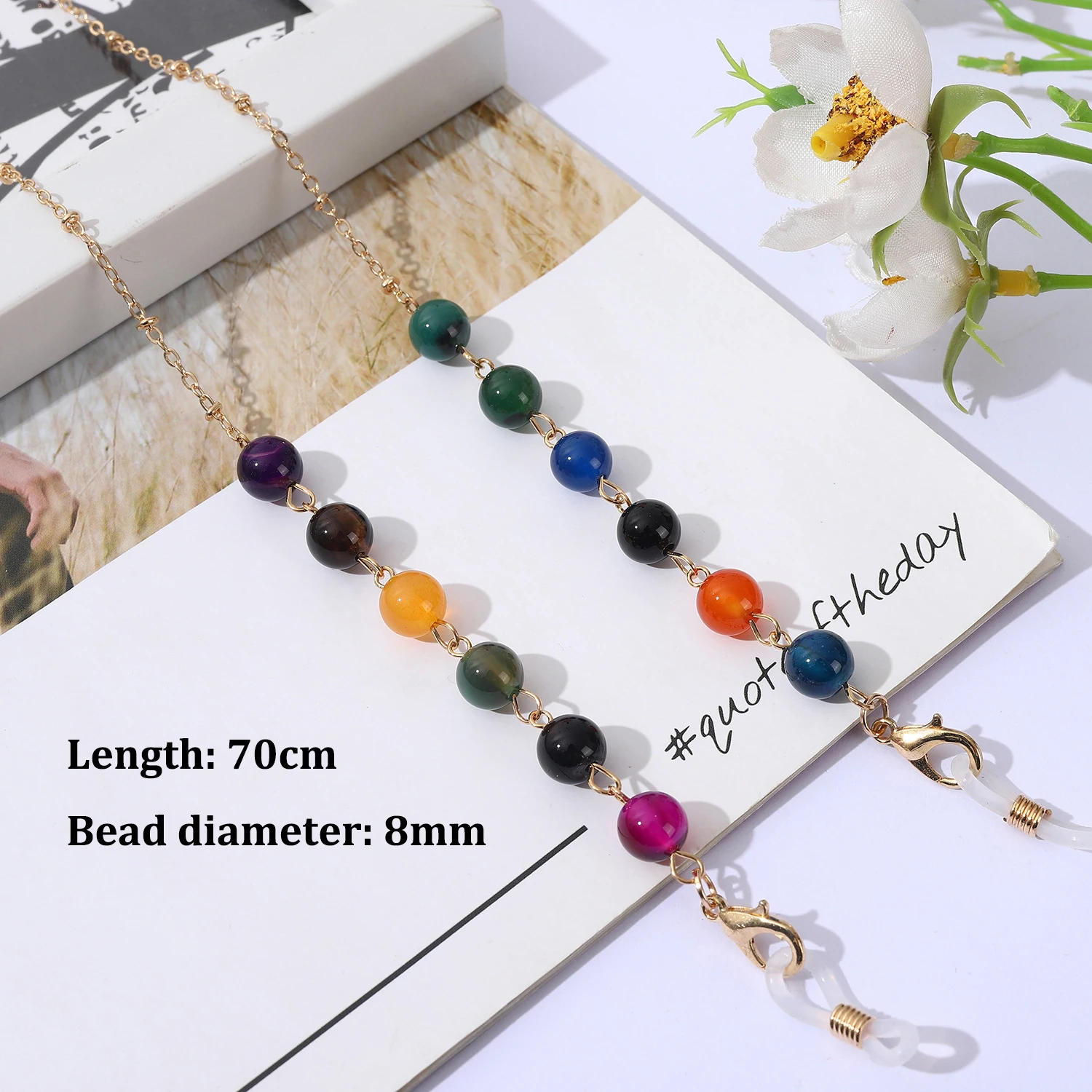 Natural Stone Beads Eyeglass Chain Fashion Agate Anti-slip Sunglasses Cord Lanyard Reading Glasses Holder Mask Chain for Unisex