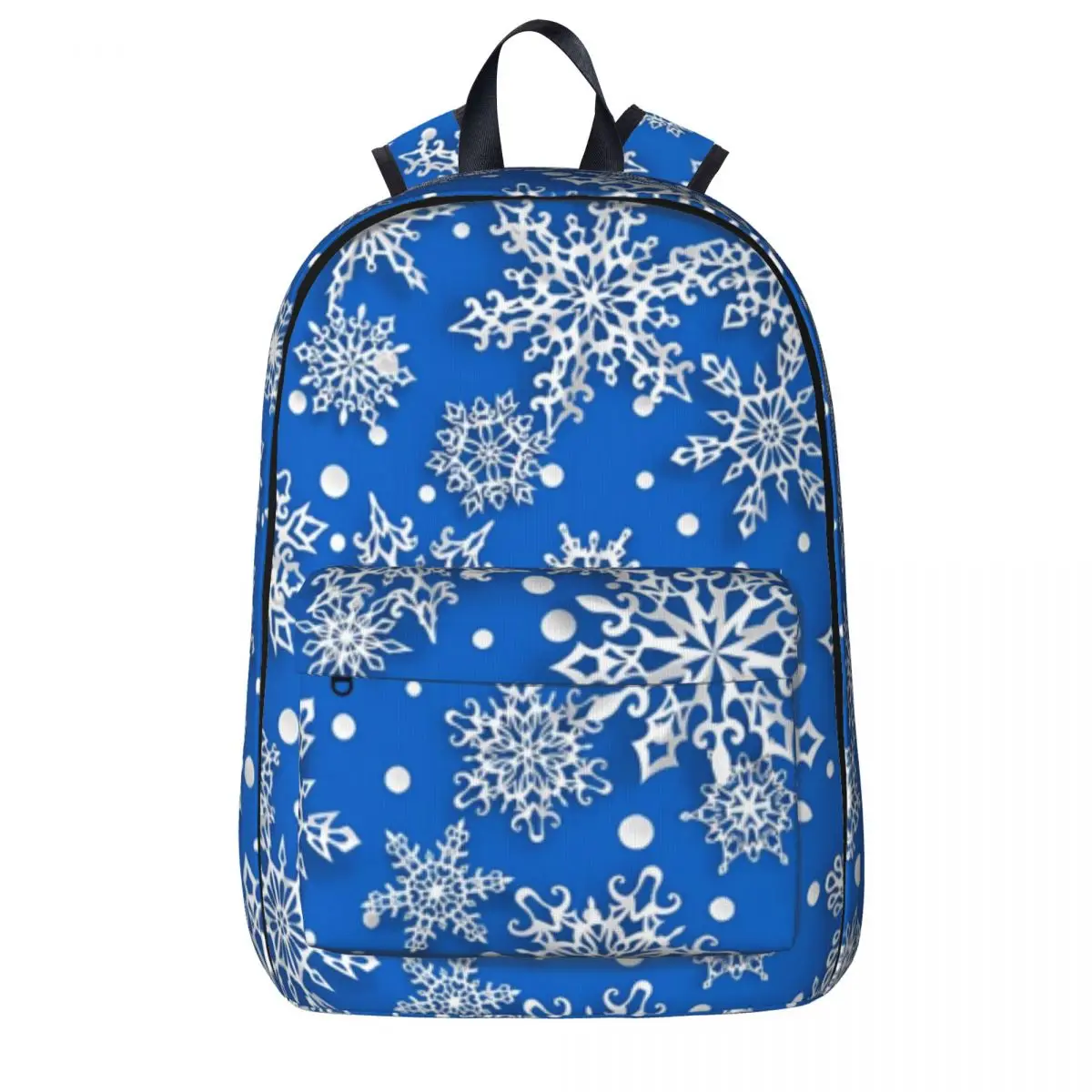 Festive Christmas Snowflake Backpack Blue White Travel Backpacks Women Men Stylish School Bags Design Print Rucksack