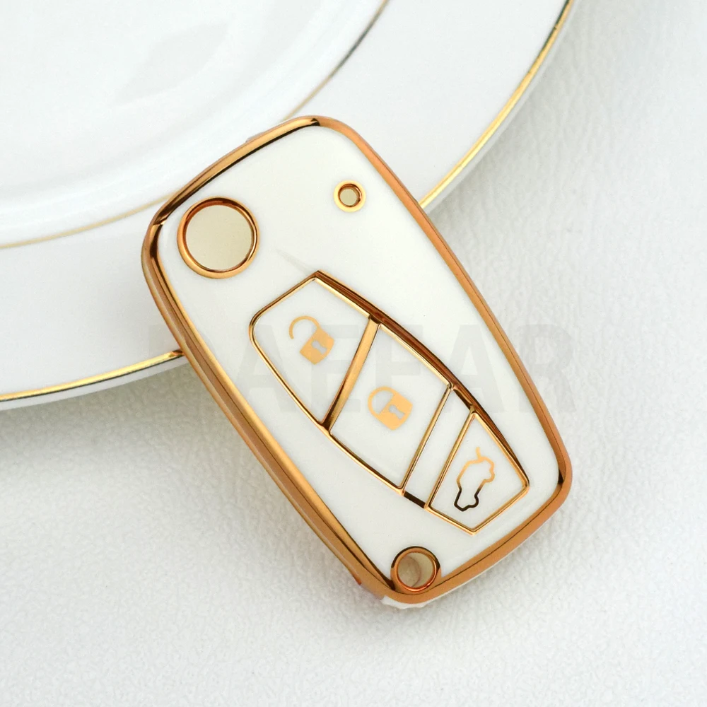 3 Buttons TPU Flip Folding Remote Car Key Shell Case for Fiat Punto Ducato Iveco Stilo Panda Doblo Bravo Protector