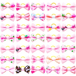 10/20/30PCS Pink Style Pet Hair Bows Dog Cat Decorate Bows Puppy Hair Accessories Dog Hair Rubber Bands for Small Dog Supplies
