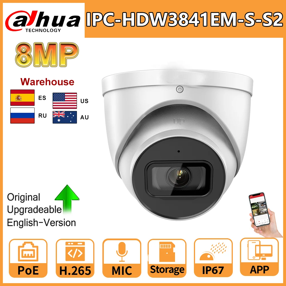 

Dahua 8MP IP Camera WizSense IPC-HDW3841EM-S-S2 Built-in Mic Support SD Card 5MP IPC-HDW3541EM-AS Video Suriveillance Cameras