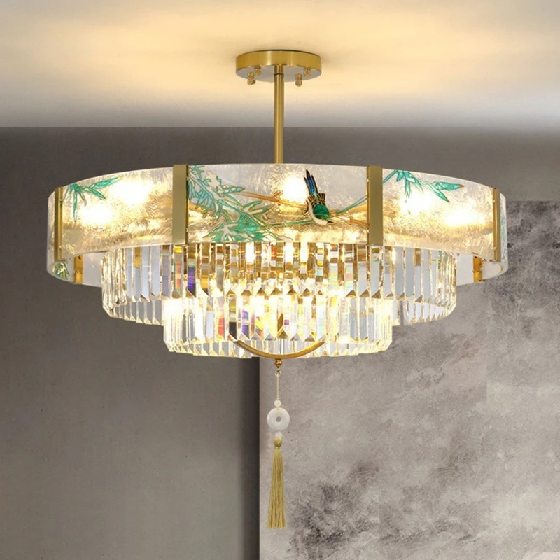

Modern Crystal Chandelier Luxury Large Ceiling Light Vintage Enamel Led Chandelier For Living Room Dining Room Indoor Lighting