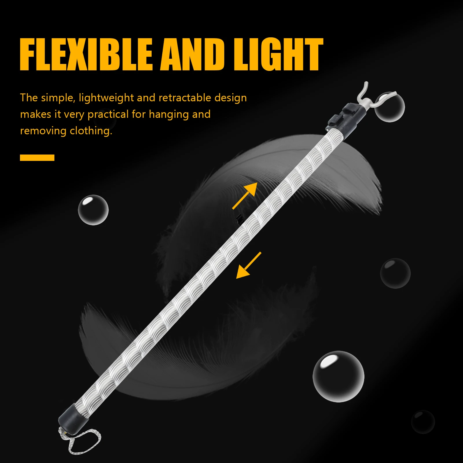 

Aluminium Alloy Retractable Clothes Drying Pole Home Clothesline Rod Simple Hanging Fork Telescopic Clothes Rail Strong