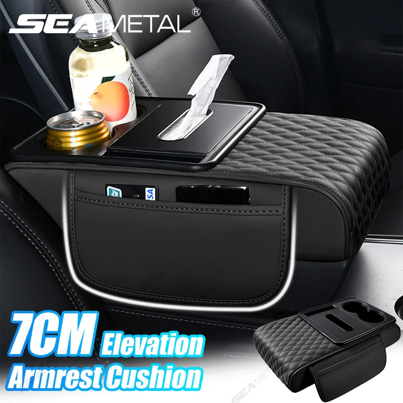

SEAMETAL 7CM Thicken Armrest Cushion for Car High-Density Sponge Center Console Arm Rest Pad Car Elevation Elbow Support Cushion