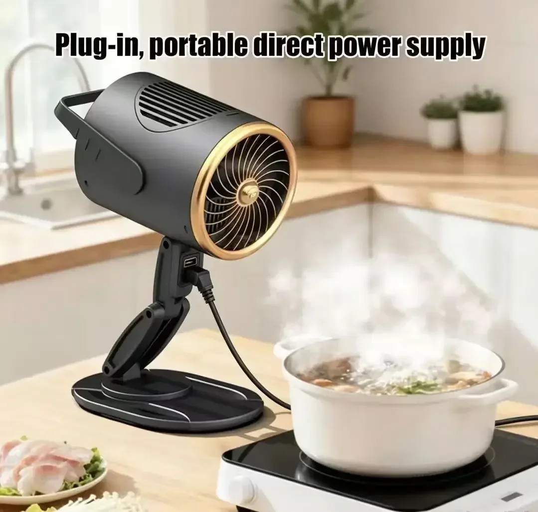 Kitchen Exhaust Fan Angle Adjustment Compact Desktop Exhaust Fan Small Kitchen Hood Extractor for Apartments Dorm RV Indoor BBQ