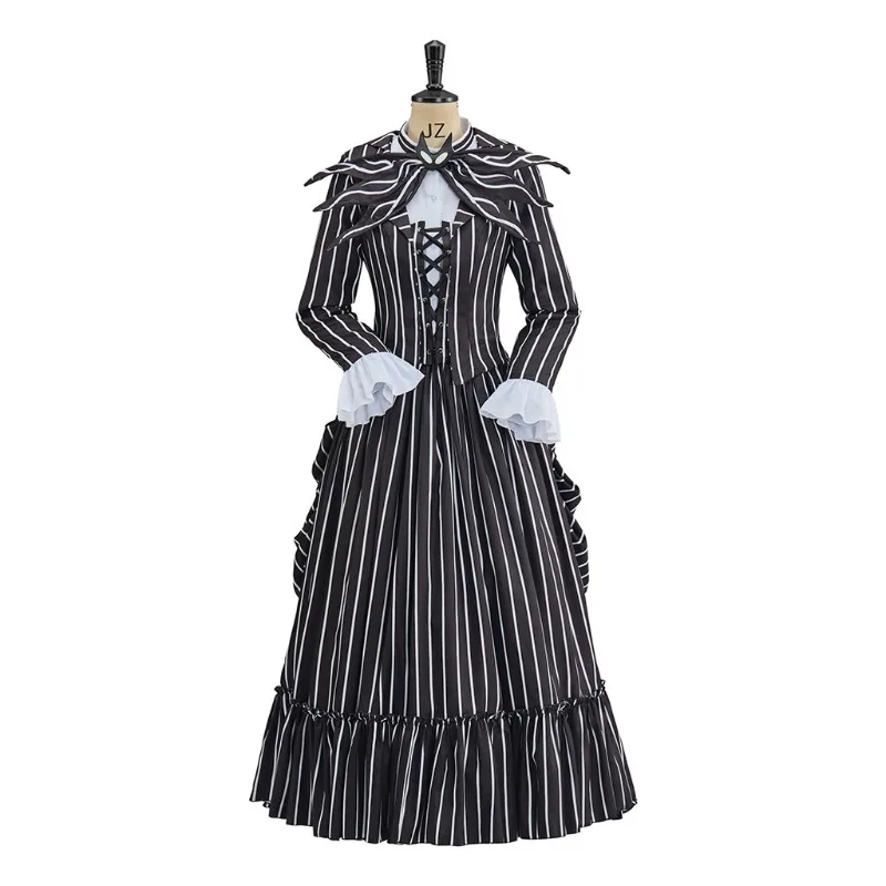 

Halloween Party Role Play Costume-In Stock The Nightmare Before Christmas-Female Jack Skellington Women's Full Set Stage Outfit