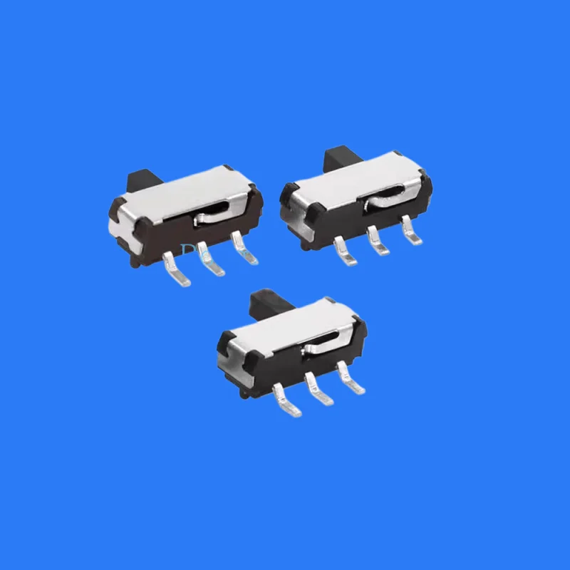 100pcs/ 12D14 unilateral three-legged horizontal patch small toggle switch 3-foot 2-speed side sliding mini type