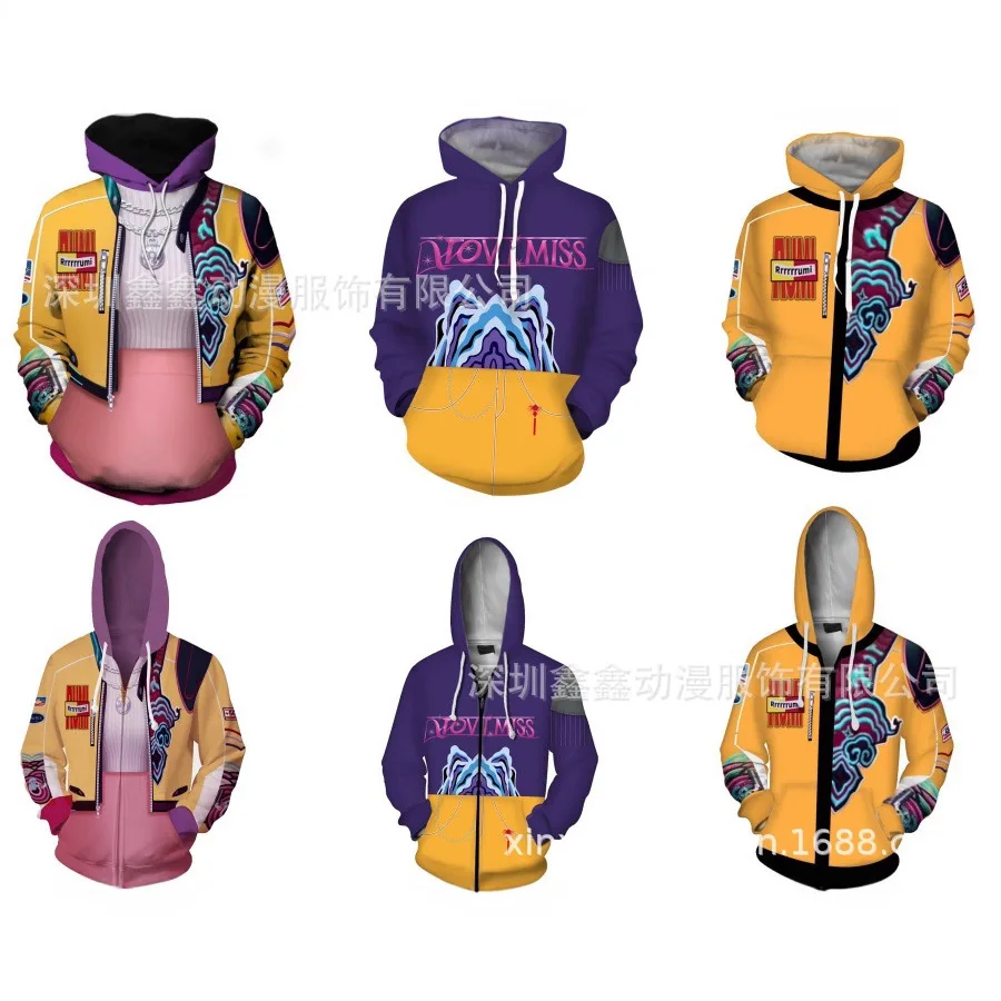 

KPop Demon Hunters Толстовка с длинными рукавами Повседневная толстовка с капюшоном Спортивная куртка на молнии Модная уличная одежда для взрослых