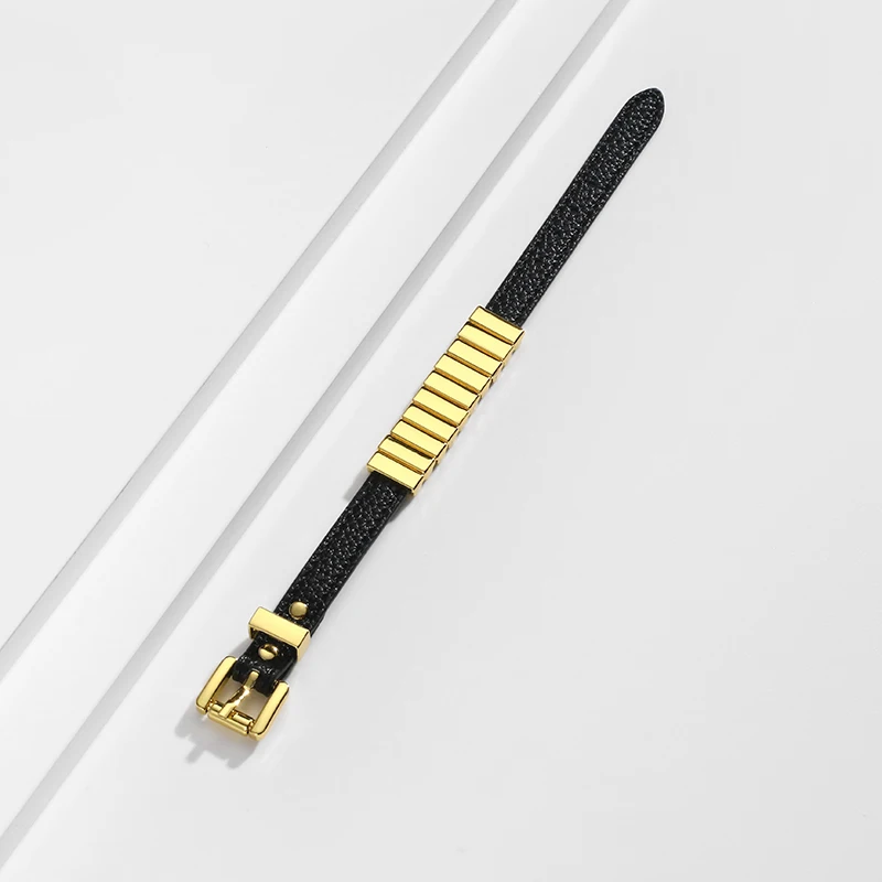 Women's Black Leather Bracelet, Adjustable Punk Style Wristband, Simple Cool Fashion Jewelry, Multiple Designs Available