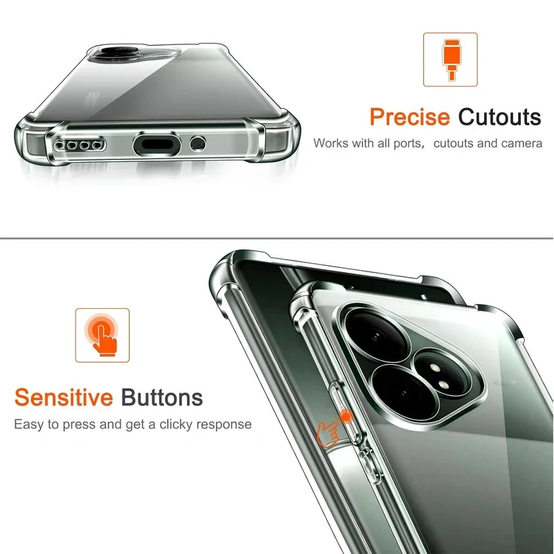 وسادة هوائية مضادة للصدمات حافظة من البولي يوريثان لهاتف OPPO Realme GT 7 Pro 6 6T Neo 3 3T GT 2 Neo 2T Note 50 غطاء حماية شفاف كابا Fundas Coque