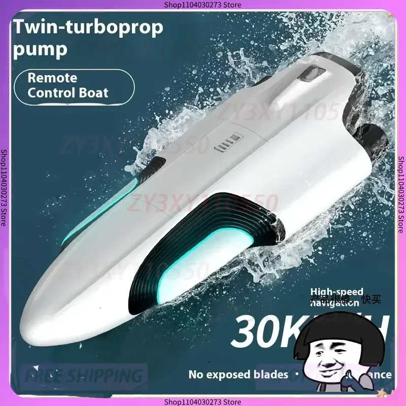 

High-Speed S2 Twin Turbo RC Speedboat 35km/H Remote-Controlled Water Racing Boat with Capsizing Reset Feature Toy Model