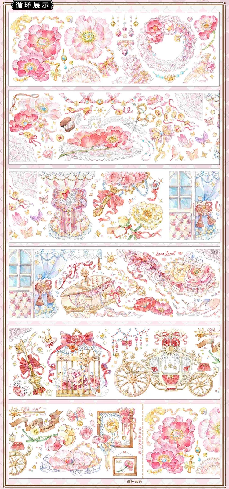 loop floral parade sticker pink decoracao joias crystal pet tape 1012 1 01