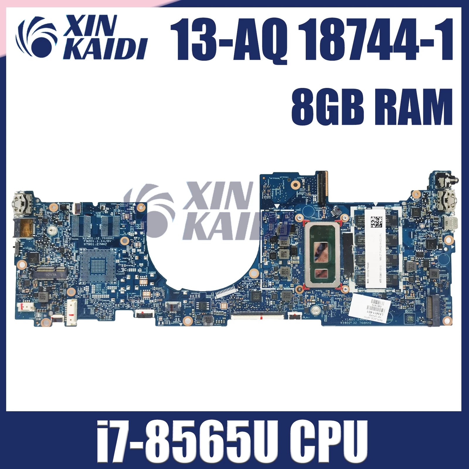 

For HP 13-AQ Laptop Motherboard 18744-1 L53413-601 L53411-601 i5 i7 8/10th Gen RAM 8G MX150 2G Tested OK