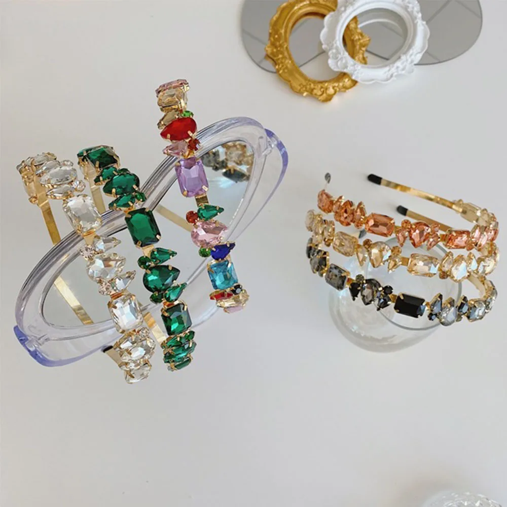 Универсальная повязка для волос из тонкого бокового сплава со стразами и кристаллами для невесты, повязки на голову со стразами, аксессуары для волос, головные уборы