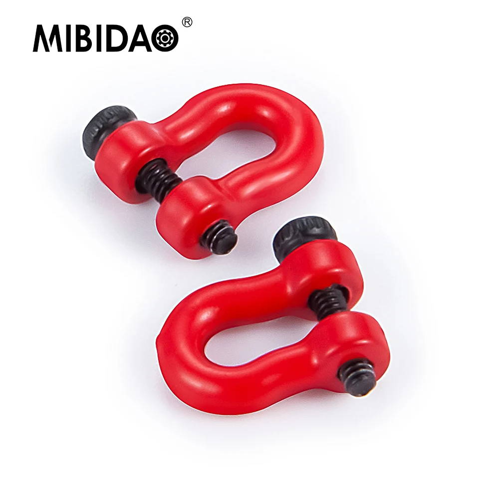 MIBIDAO Simulation 2Pcs Metal Bumper Trailer Hooks Rescue Tow Shackles for TRX-4M Bronco Defender 1/18 RC Car Decoration Parts