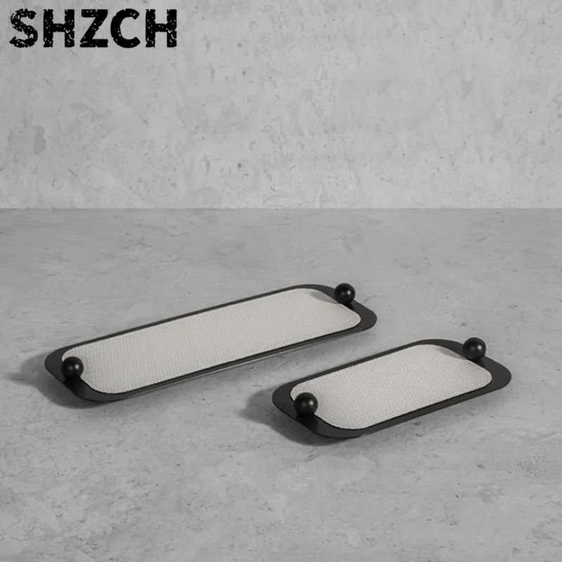 Metal Storage Tray Modern Minimalist Organization Trays Household Leather Decorative Tray Living Room Aesthetic Accessories
