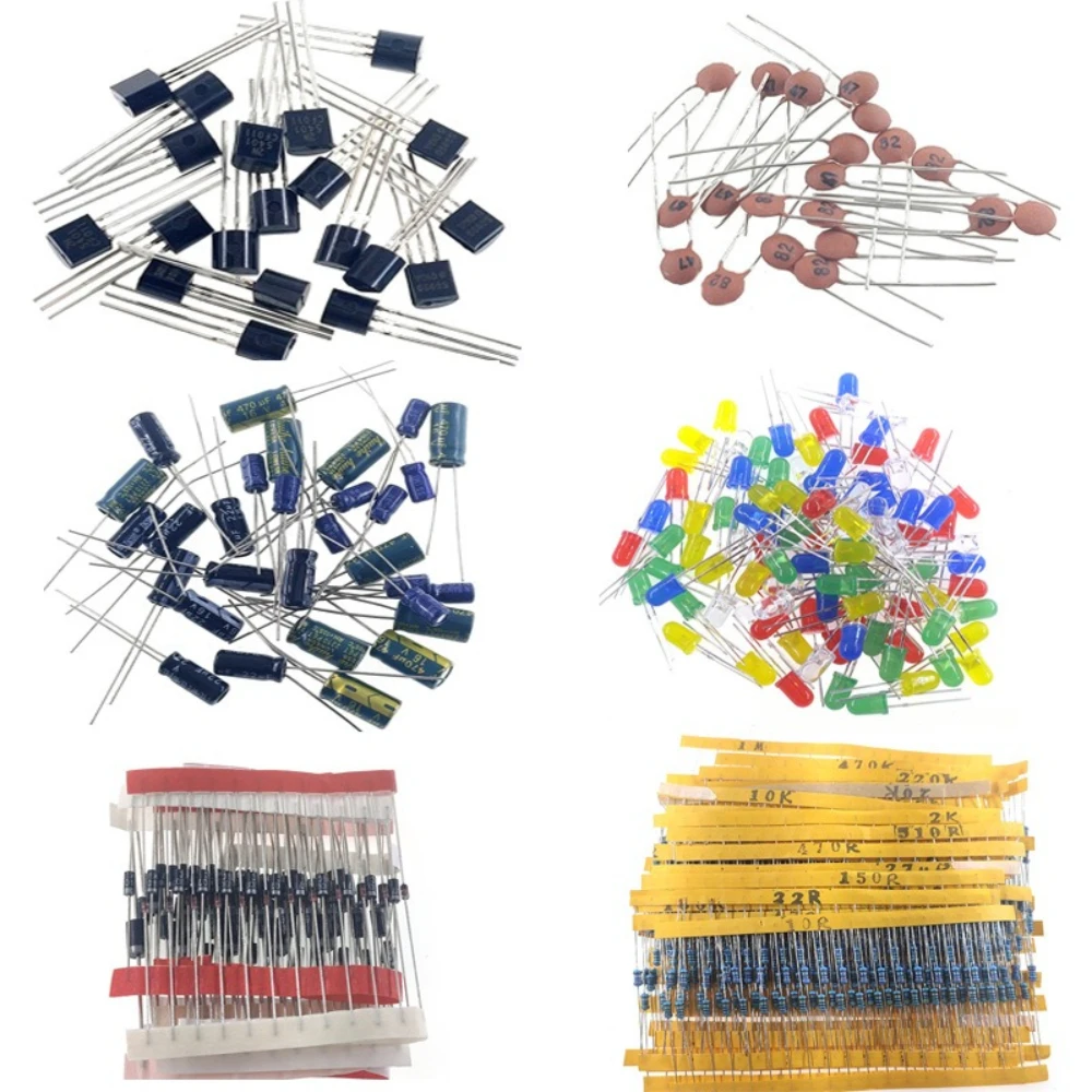 1400PCS Electronic Components Kit Resistor Capacitor LED Diode Transistor Ceramic Capacitor with Storage Box