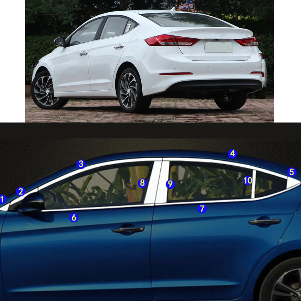 

Car Styling Sticker Garnish Pillar Window Middle Strip Trim Frame Hoods Parts For Hyundai Elantra 2016 2017 2018 2019 2020