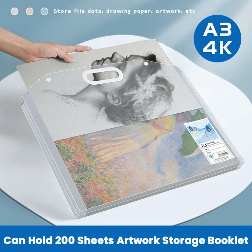 คุณภาพสูง A3/4K แฟ้มโฟลเดอร์แบบพกพากันน้ําอัลบั้มภาพ 4K/8K/16K กระดาษ Organizer ของขวัญนักเรียน