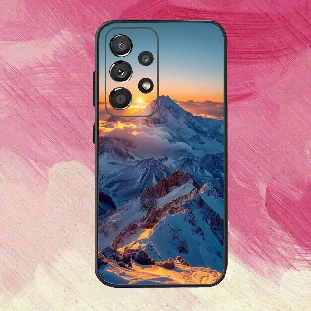 حافظة هاتف Snow M-Mountain12 Scenery لهاتف سامسونج S25، S24، S21، S22، S23، S30، Ultra، S20، Plus، Fe، Lite، Note، 10,9,5G غطاء أسود